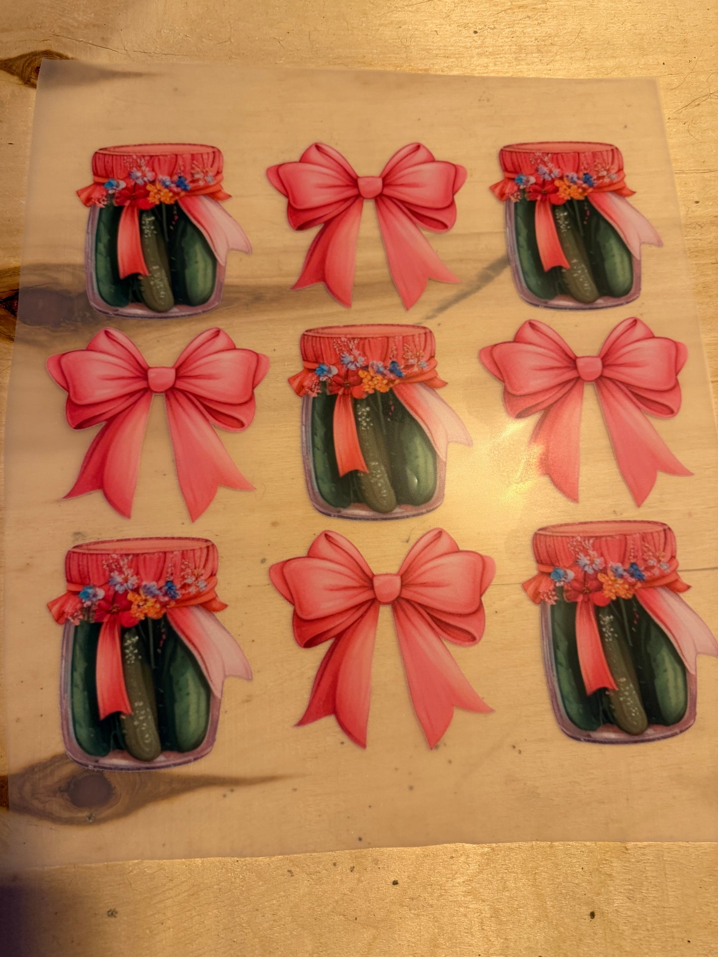 Pickles and bows DTF print