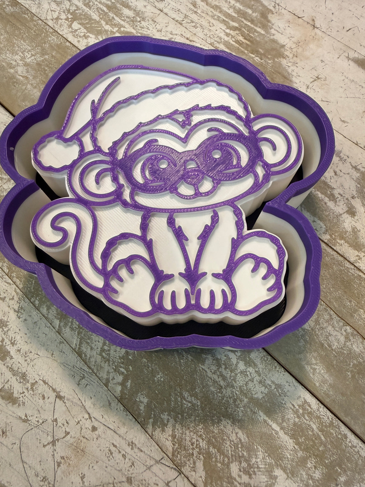 Monkey with Santa hat and glasses mold