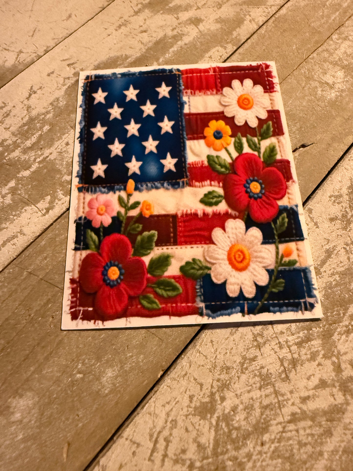 Flag with flowers rectangle cardstock