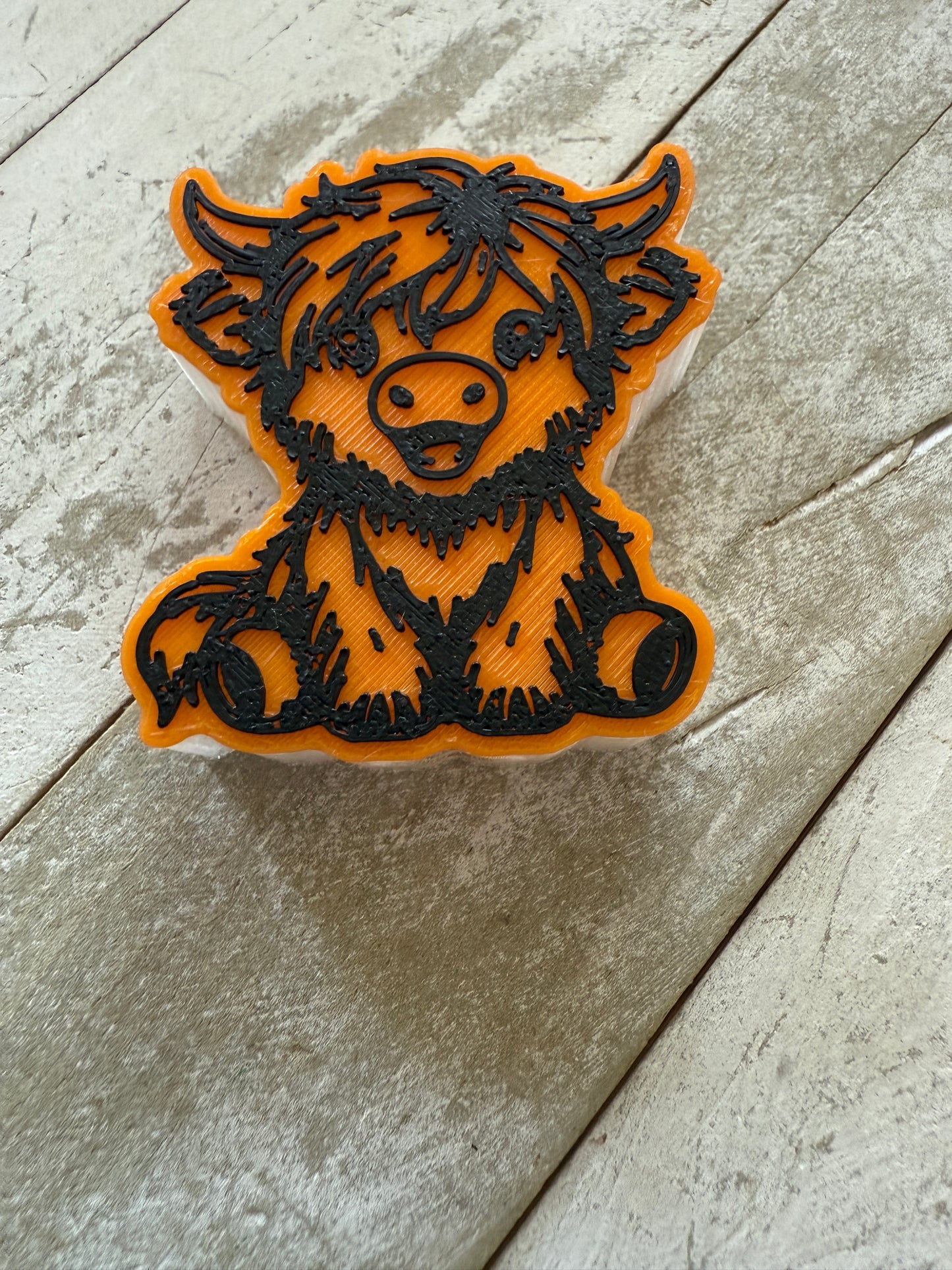 Highland cow straw topper 3d printed