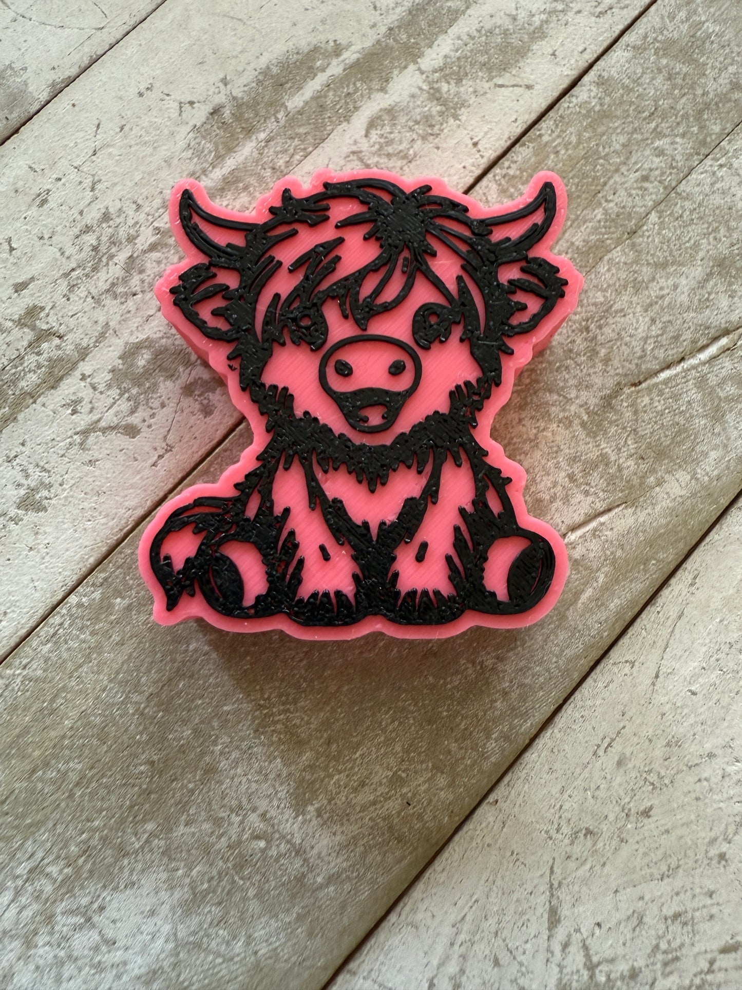 Highland cow straw topper 3d printed