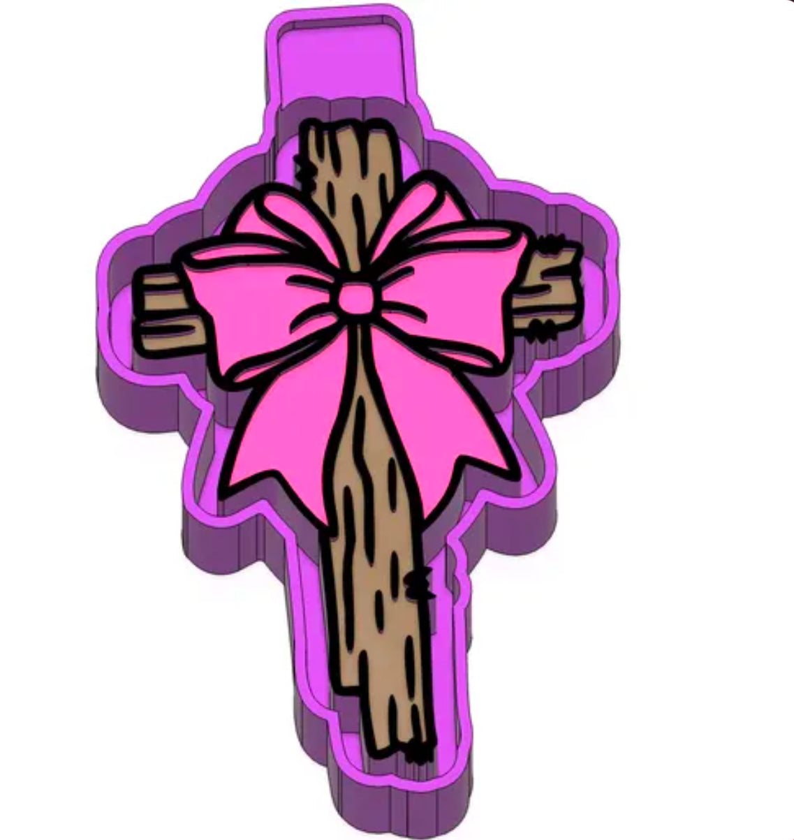 Cross with bow freshie mold