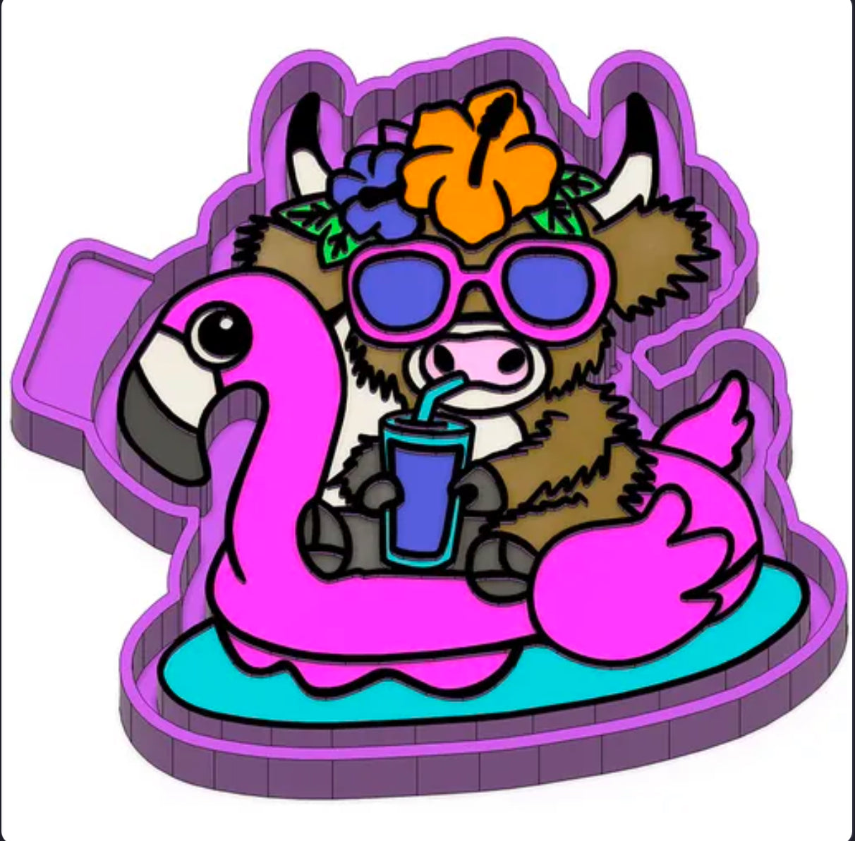 Cow with flamingo freshie mold