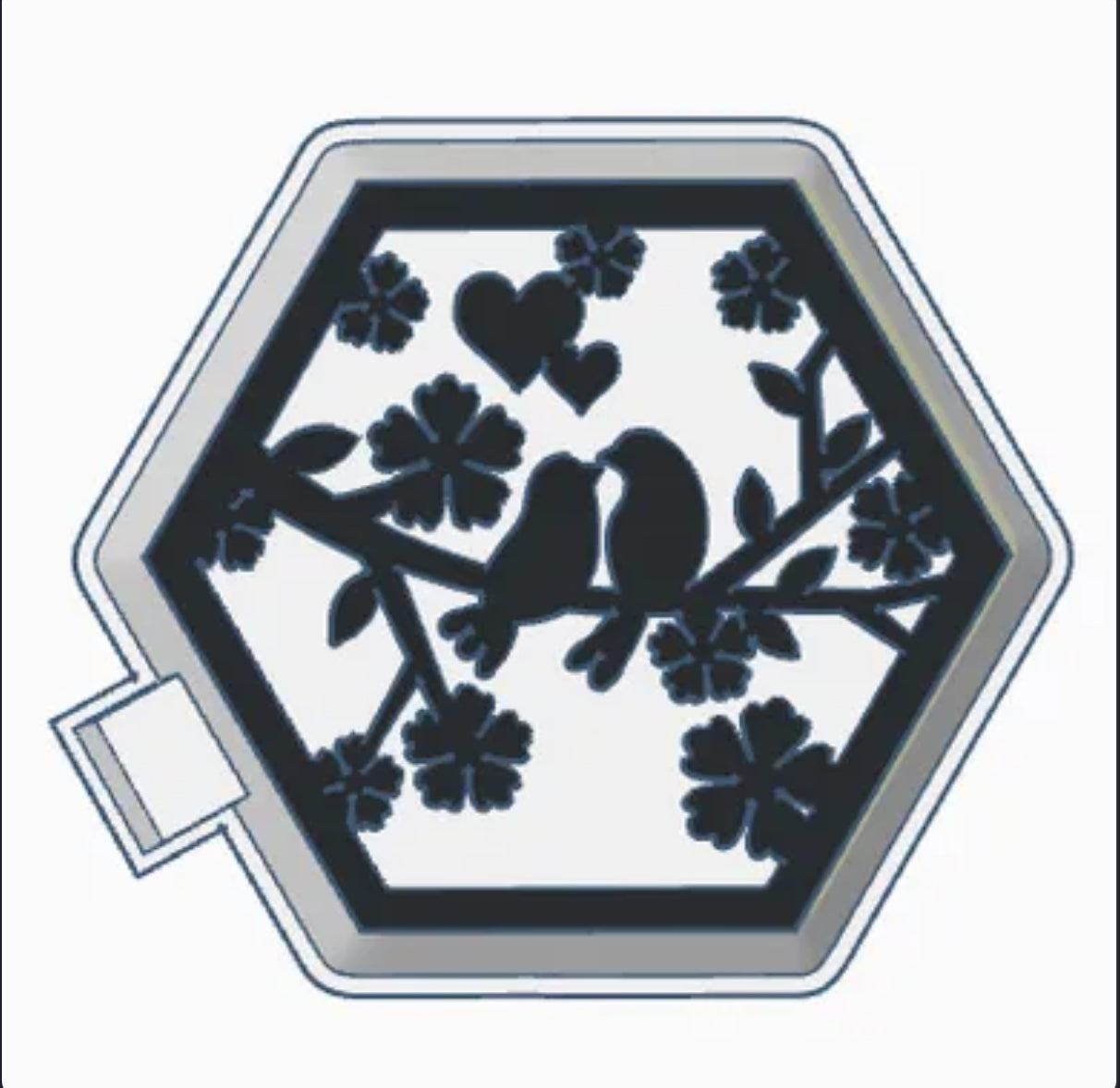 Hexagon cardinal with flowers freshie mold