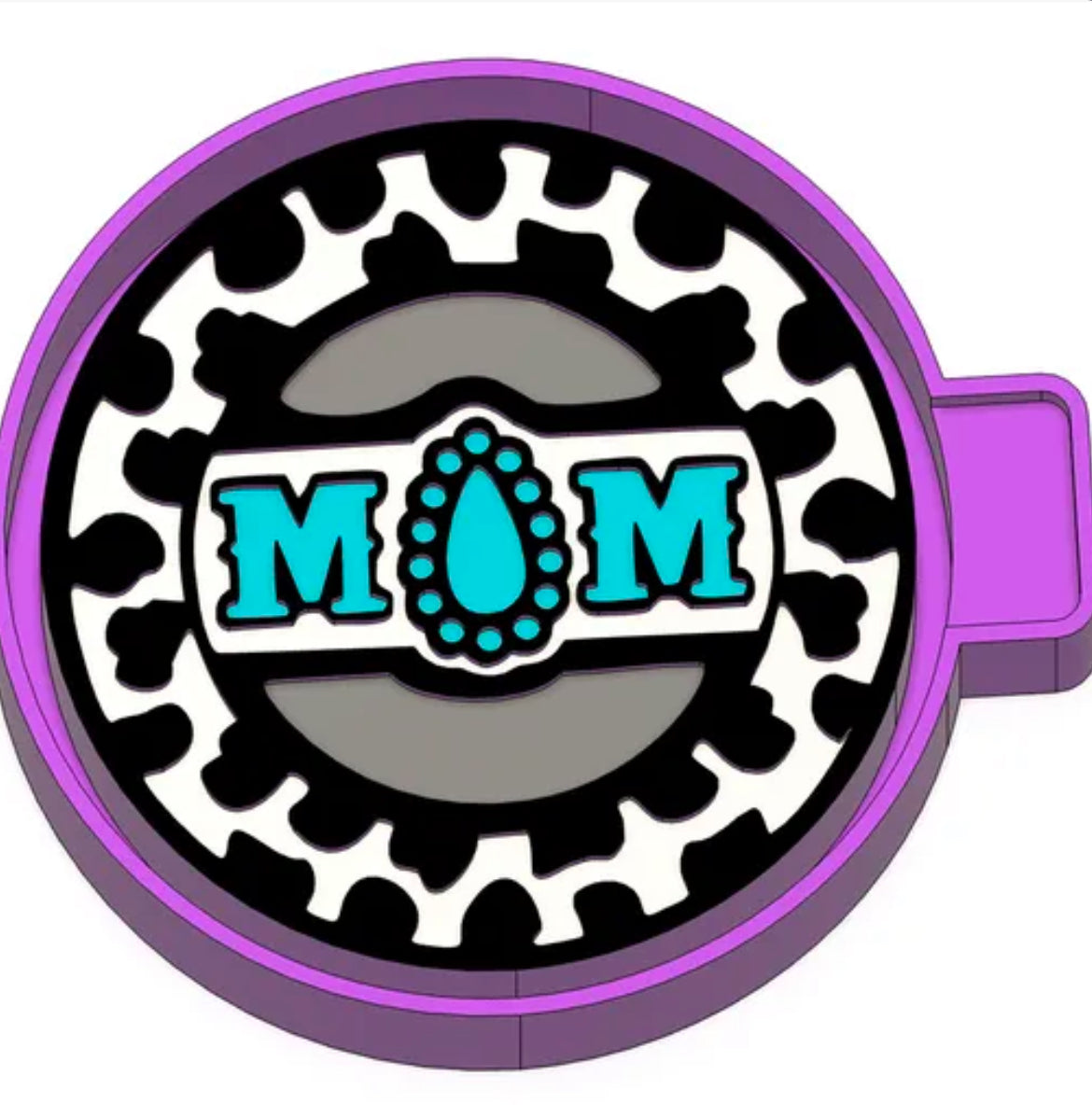 Mom with cow print freshie mold