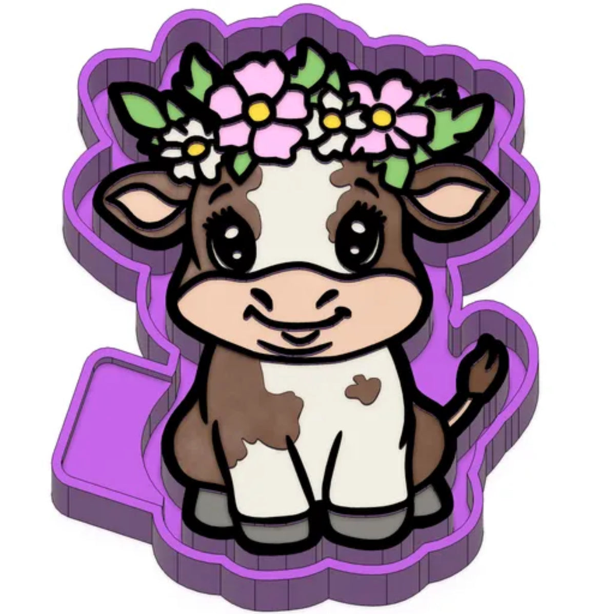 Cute cow with flowers freshie mold
