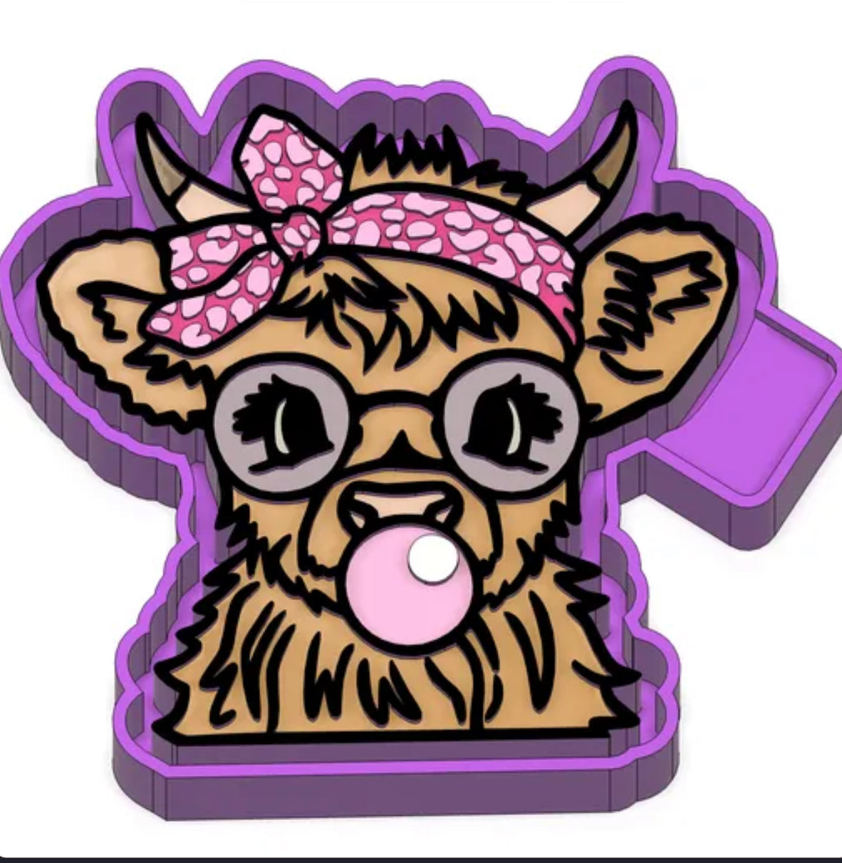 Bubble gum cow girl freshie mold