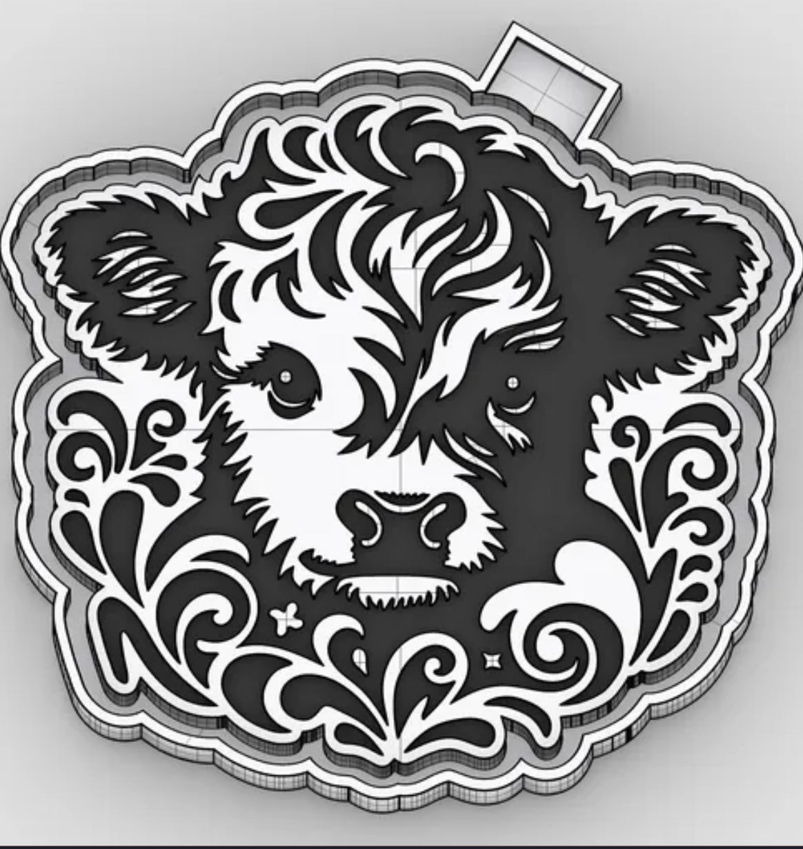 Baby cow with swirl design freshie mold
