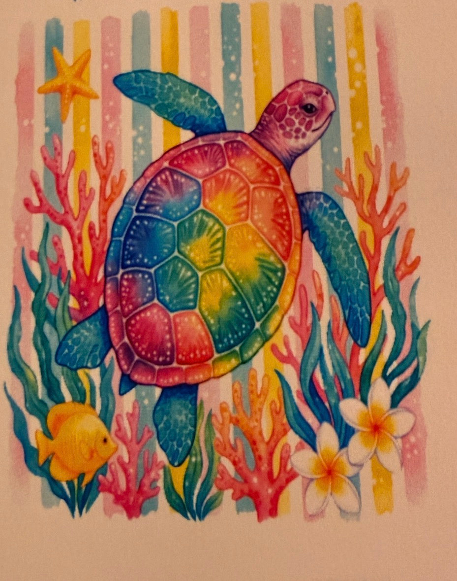 Colorful turtle rectangle cardstock