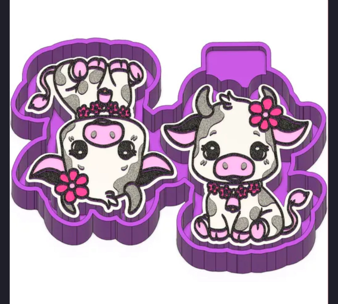 Cute cow with bow vents freshie mold