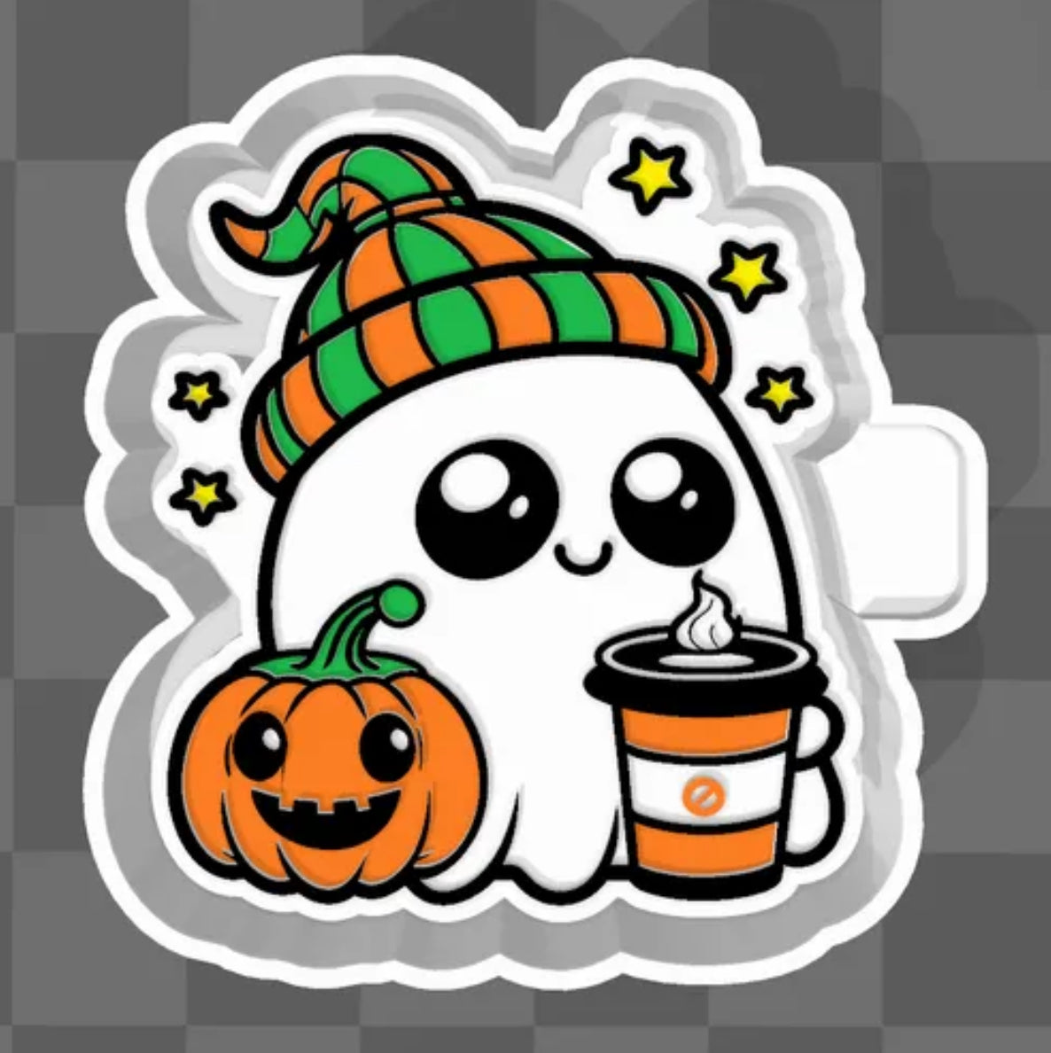 Ghost with pumpkin and drink freshie mold