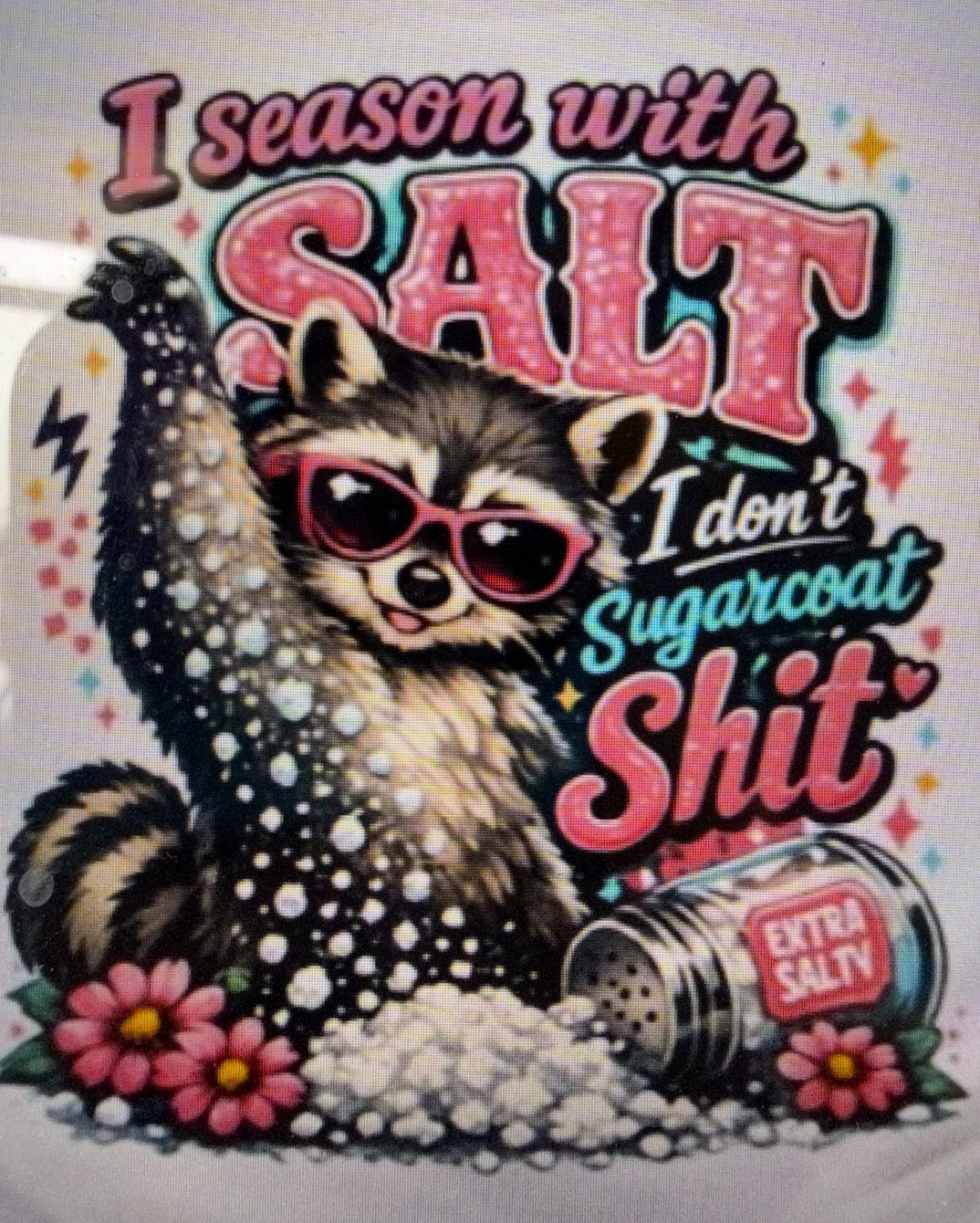 I season with salt raccoon cardstock mold