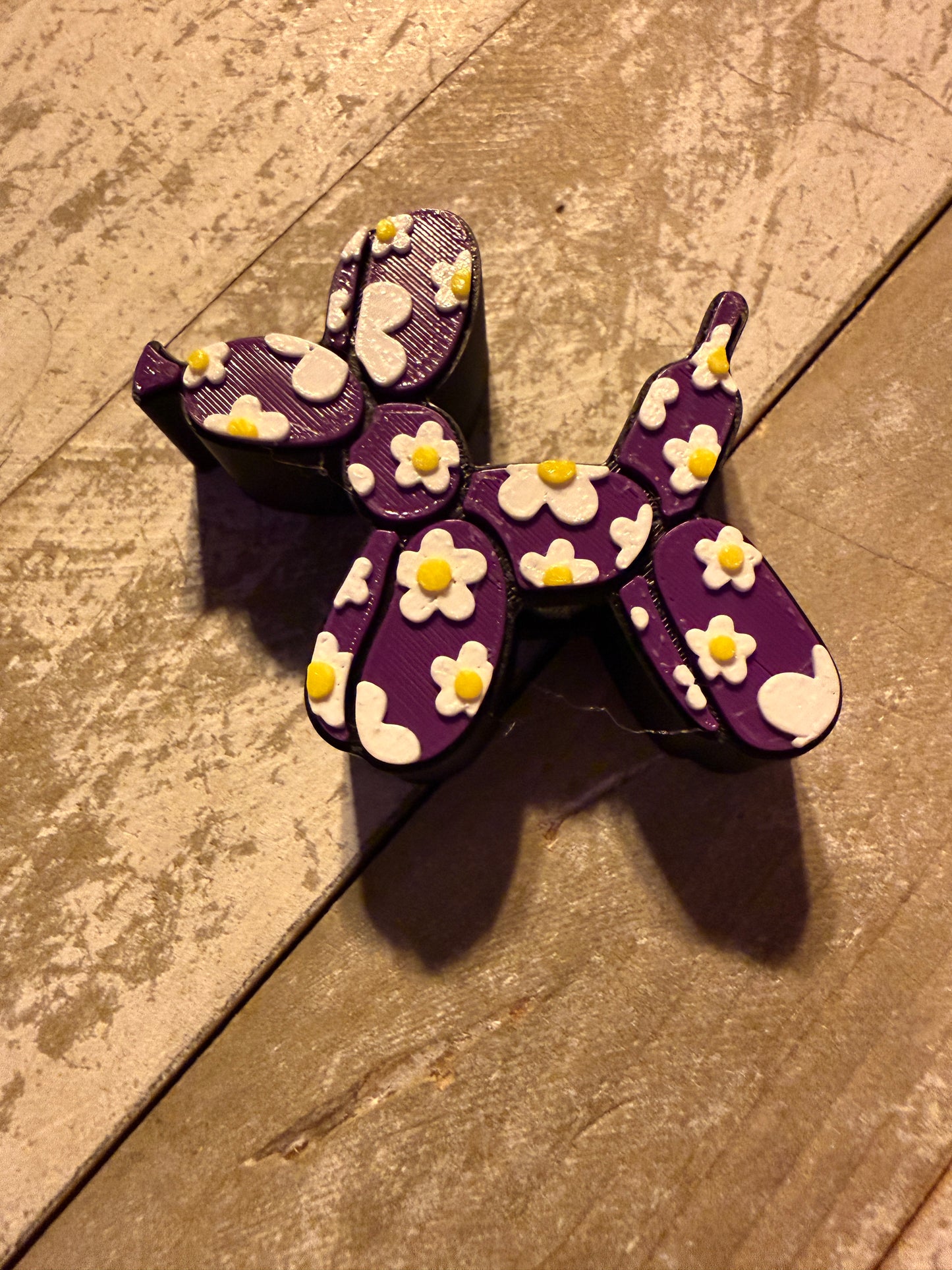 Balloon dog with flowers straw topper