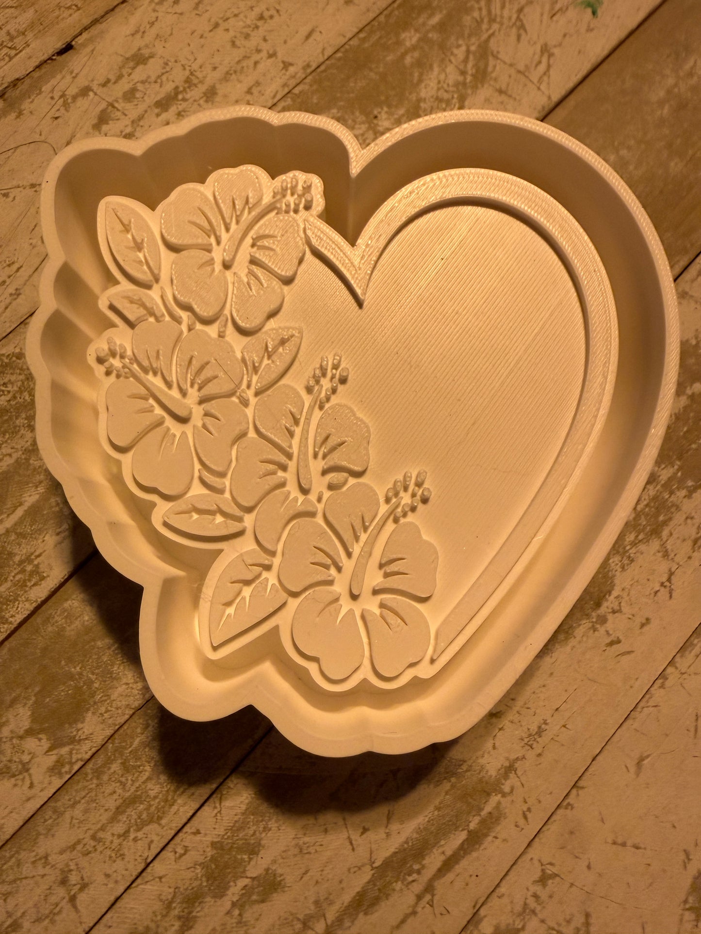 Heart with hibiscus flowers mold