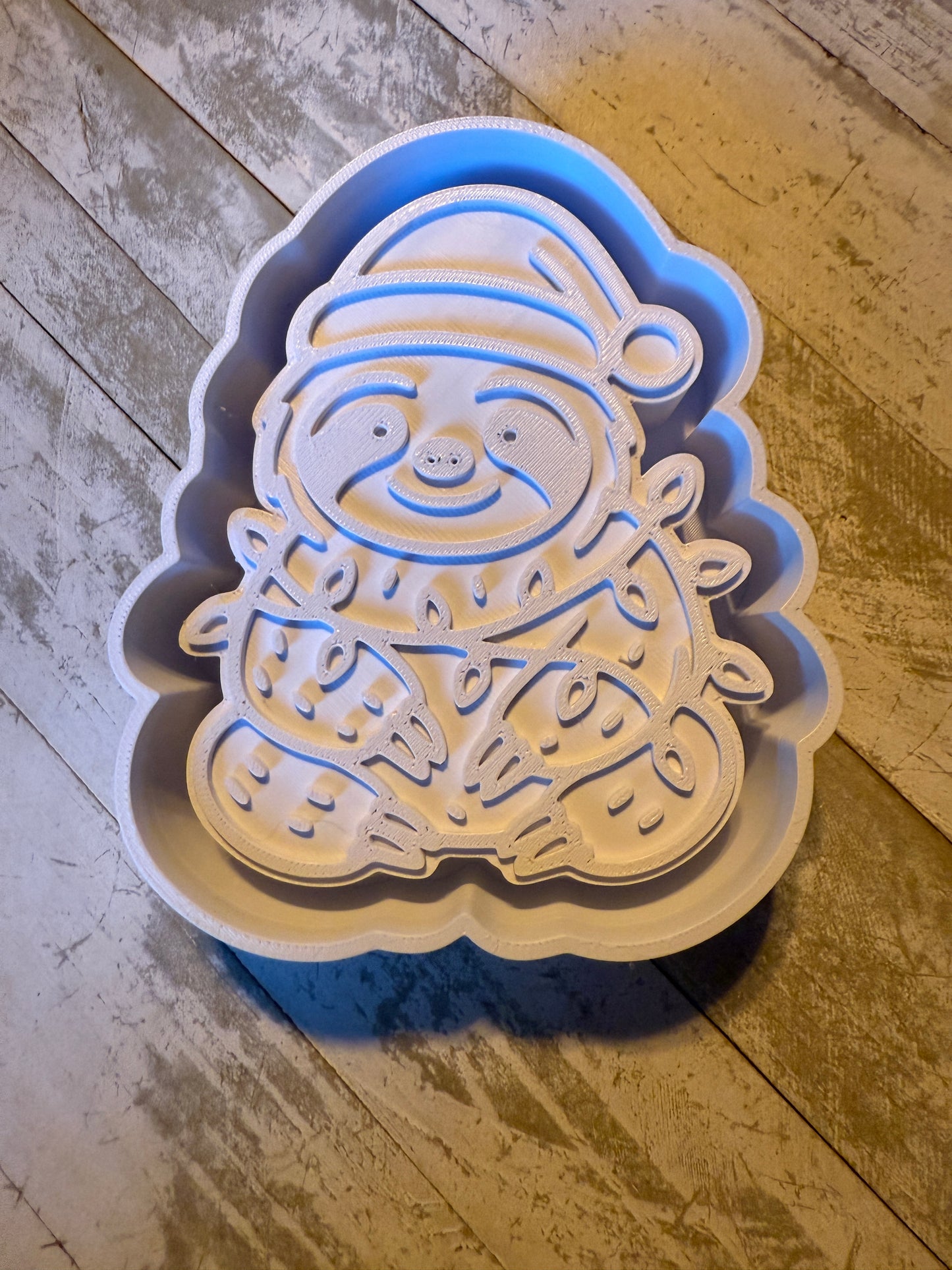 Sloth with Christmas lights freshie mold