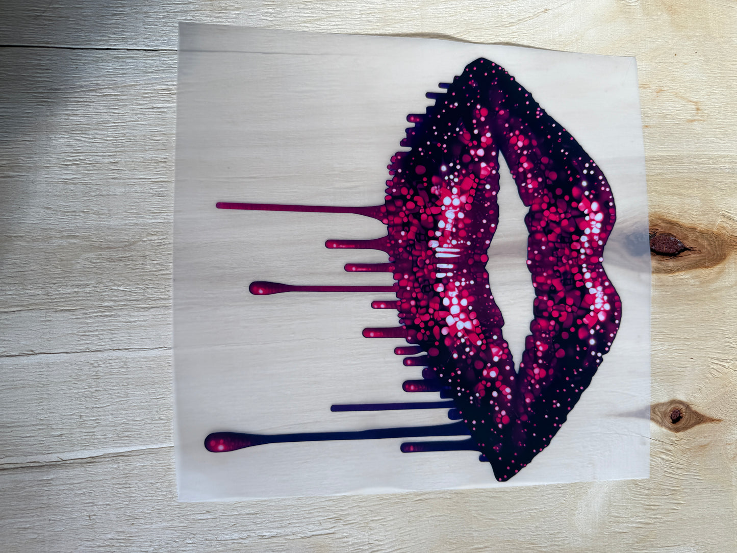 Purple dripping lips transfer