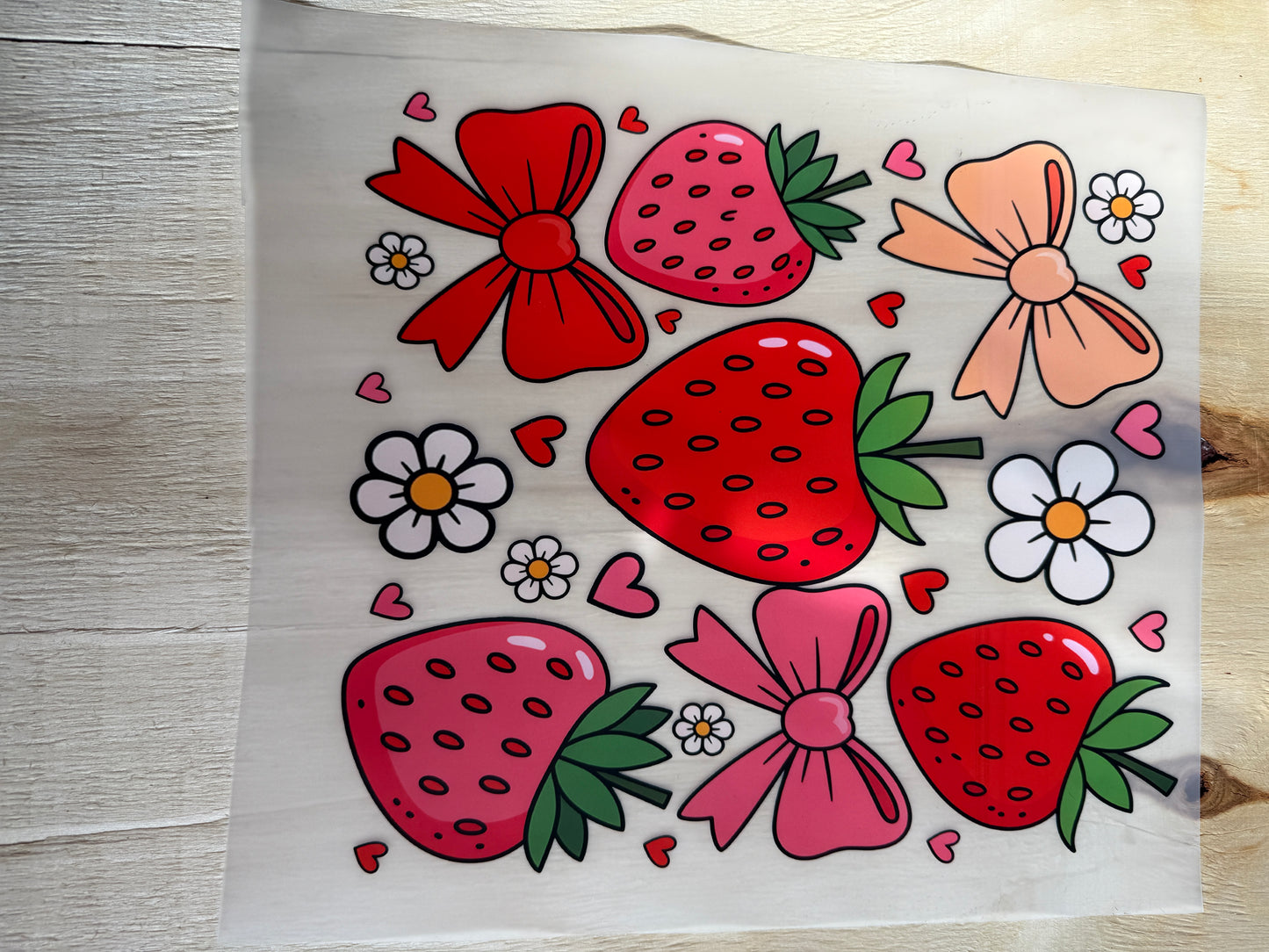 Strawberries & bows transfer