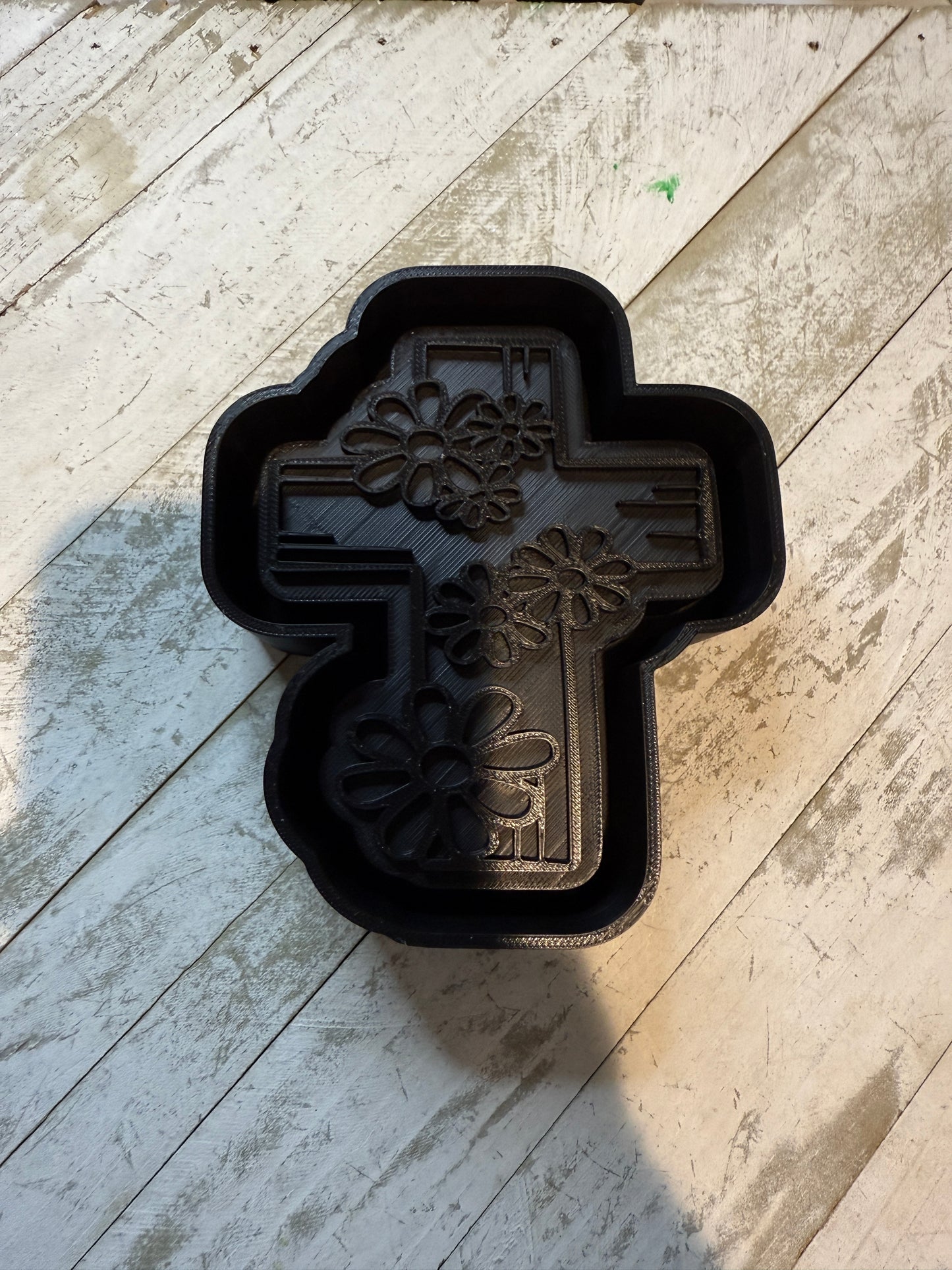 Cross with flowers freshie mold