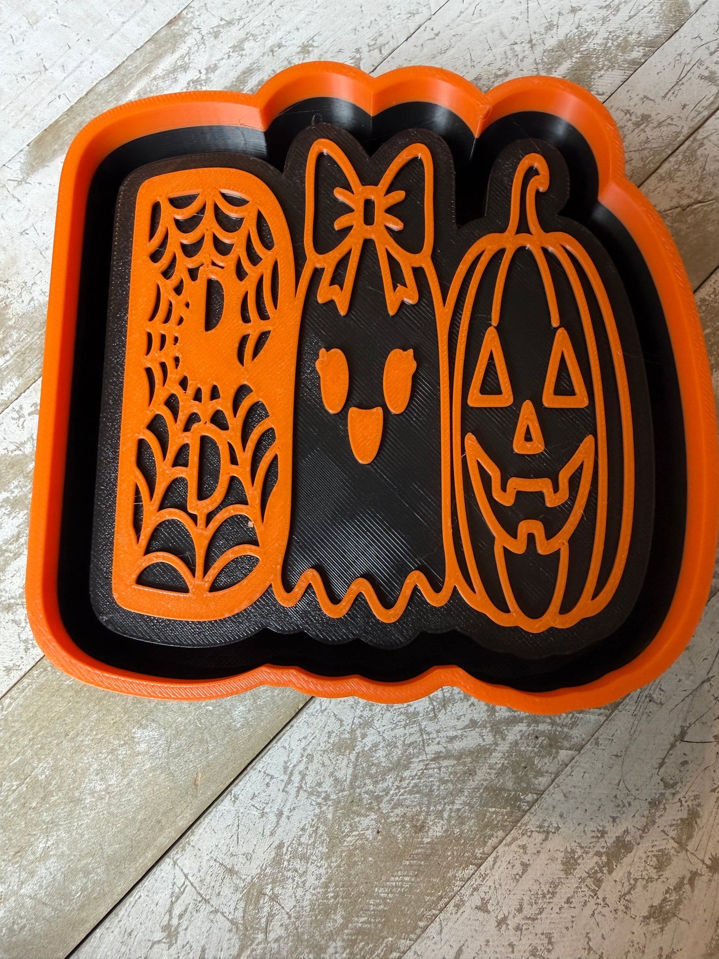 Boo with webs,ghost and pumpkin mold