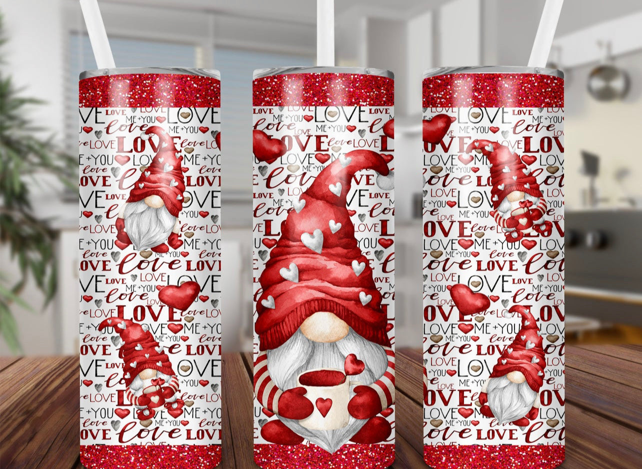 Red Valentines Gnome Tumbler