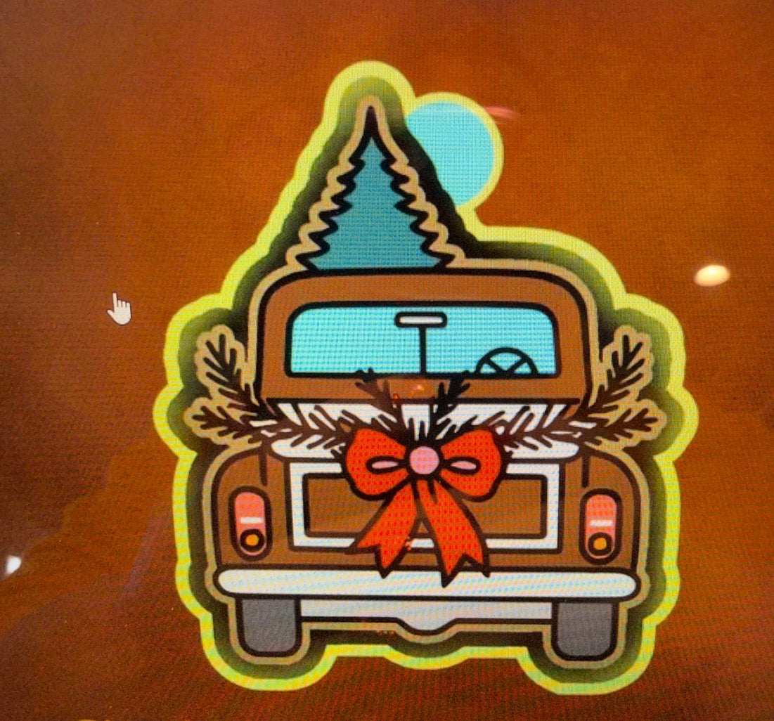 Christmas truck with tree and bow mold