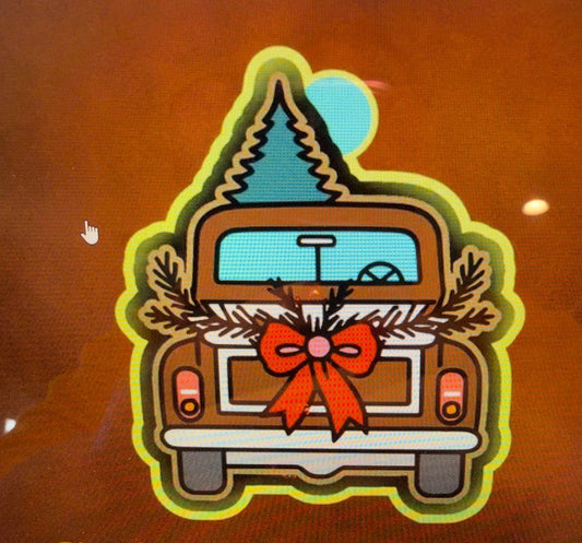 Christmas truck with tree and bow mold