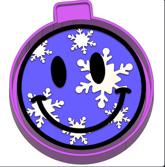 Smiley face with snowflakes freshie mold