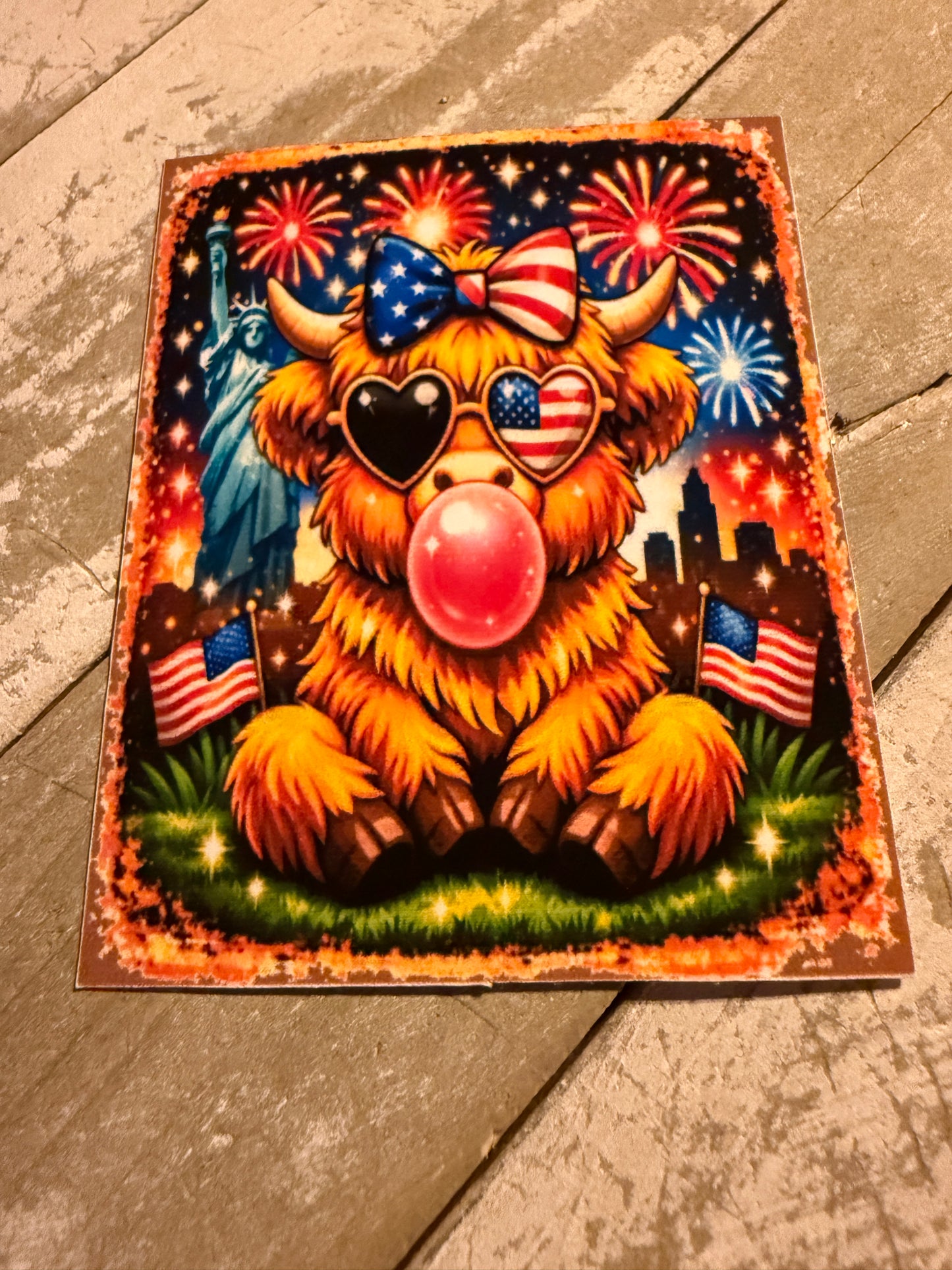 4th July cow rectangle cardstock