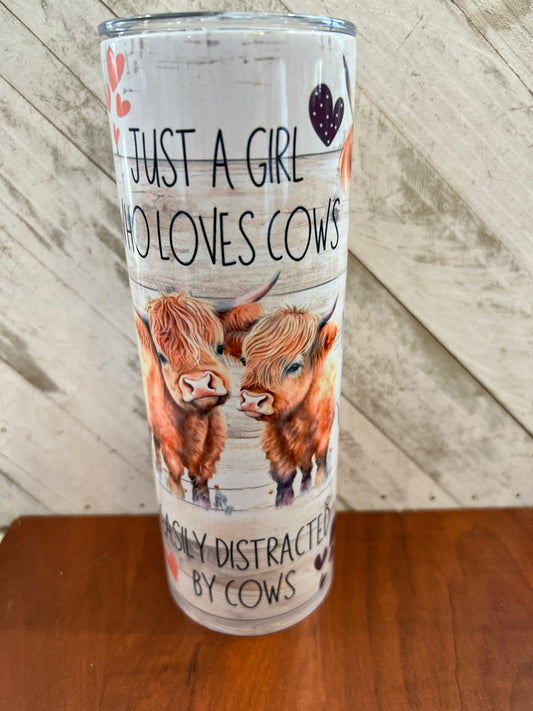 Just a girl who loves cows 20 oz tumbler