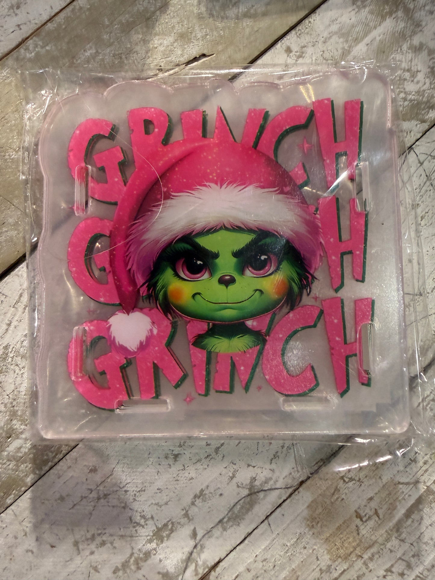 Pink grinch acrylic holder