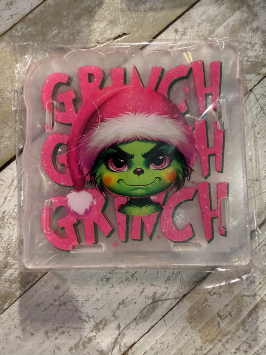 Pink grinch acrylic holder
