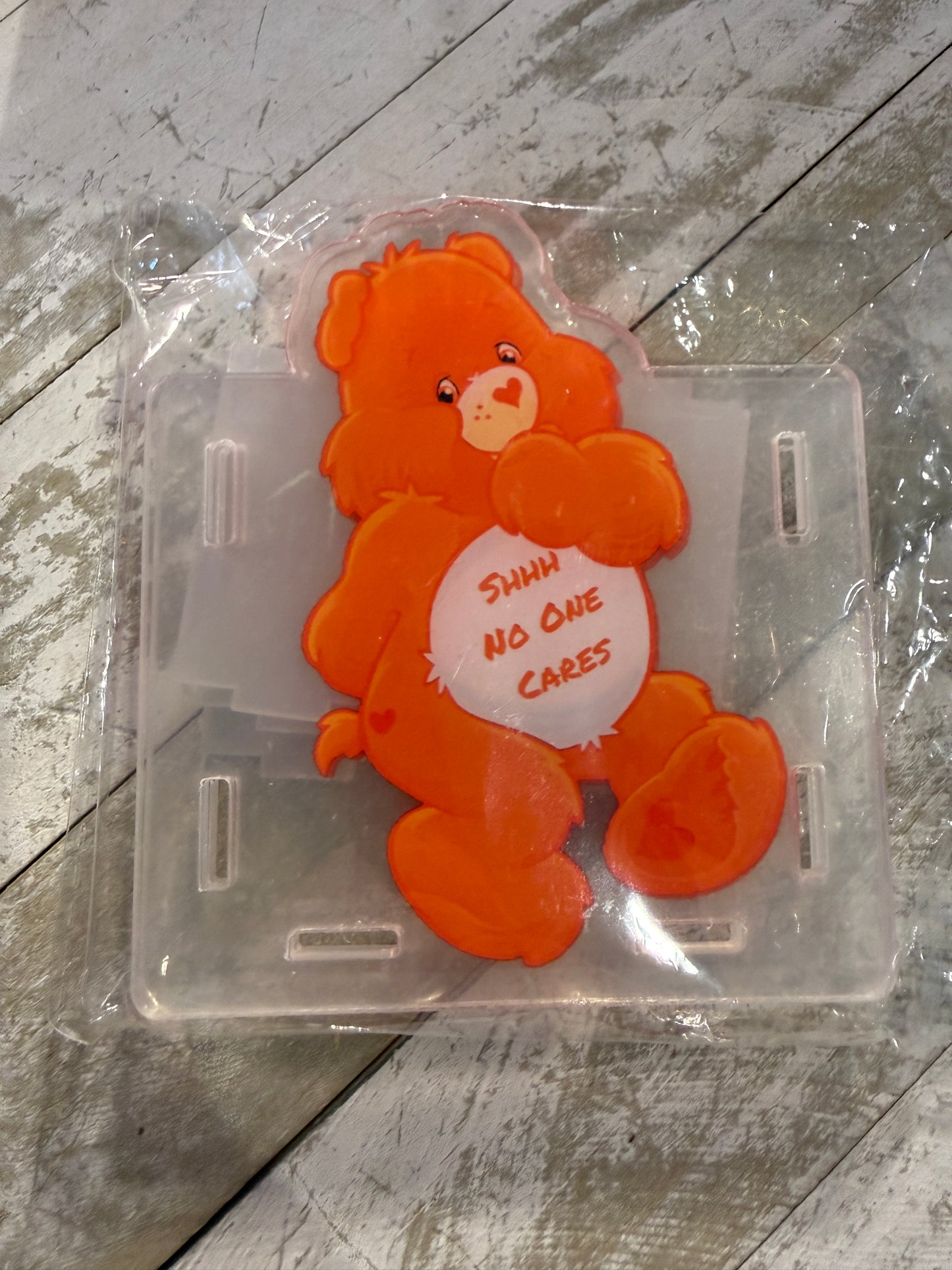 No one cares bear acrylic holder