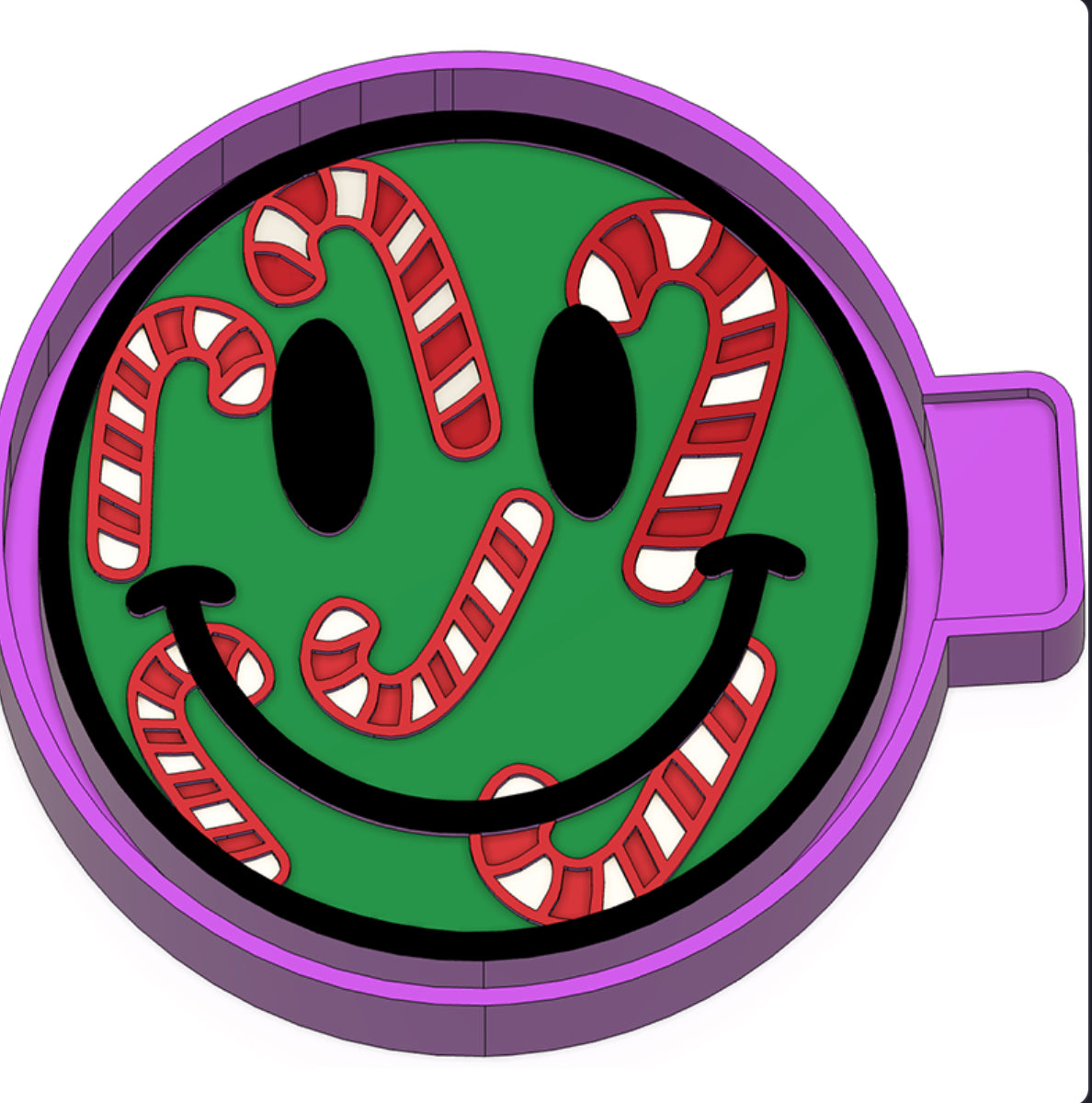 Smiley face with candy canes freshie mold