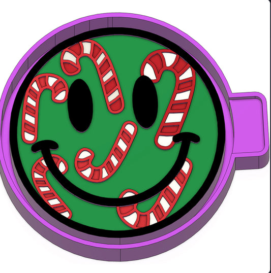 Smiley face with candy canes freshie mold