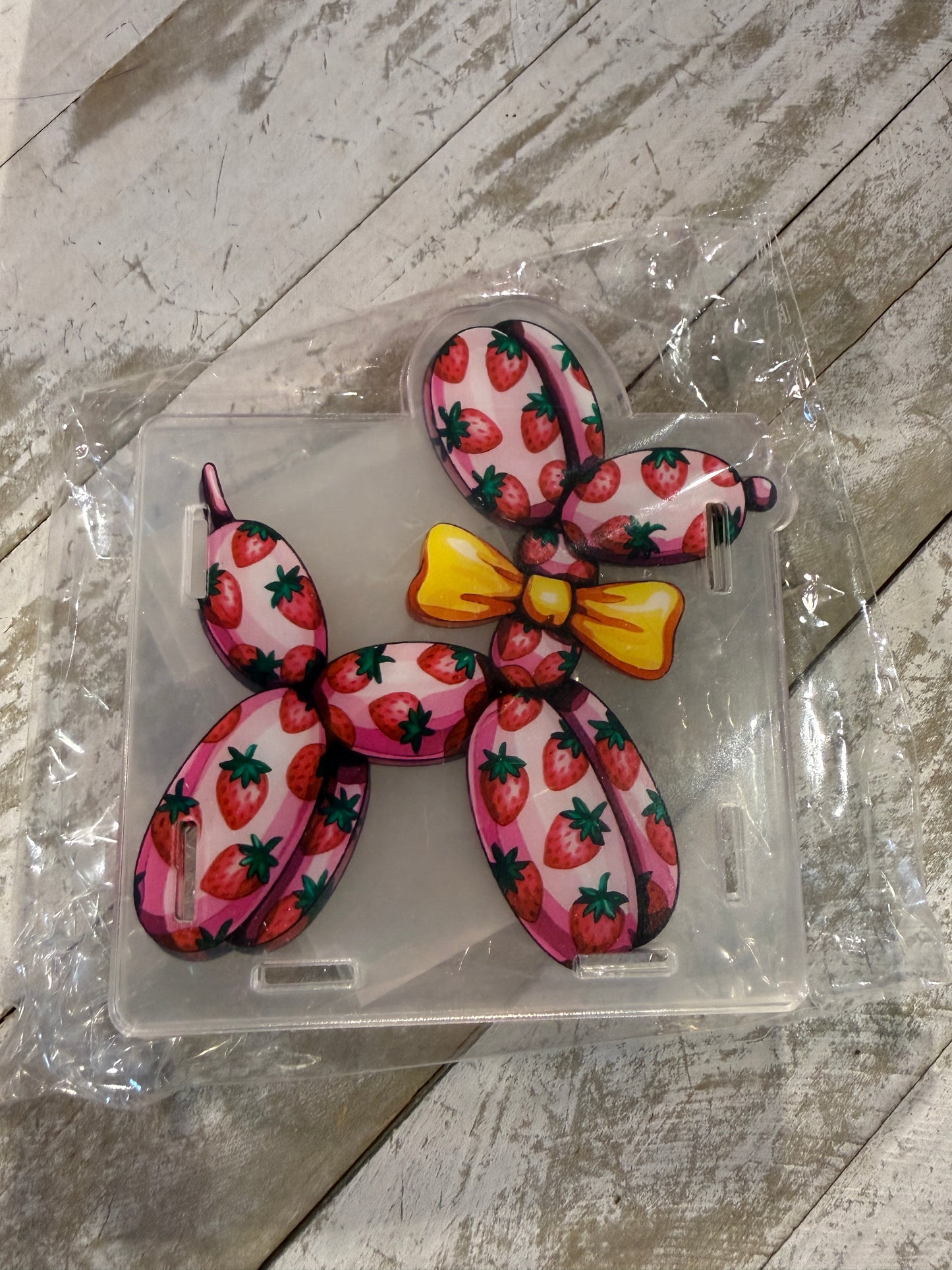 Strawberry balloon dog acrylic holder