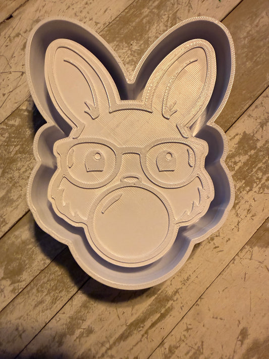 Bunny face blowing bubble mold