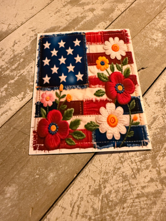Flag with flowers rectangle cardstock