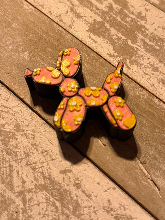 Balloon dog with flowers straw topper