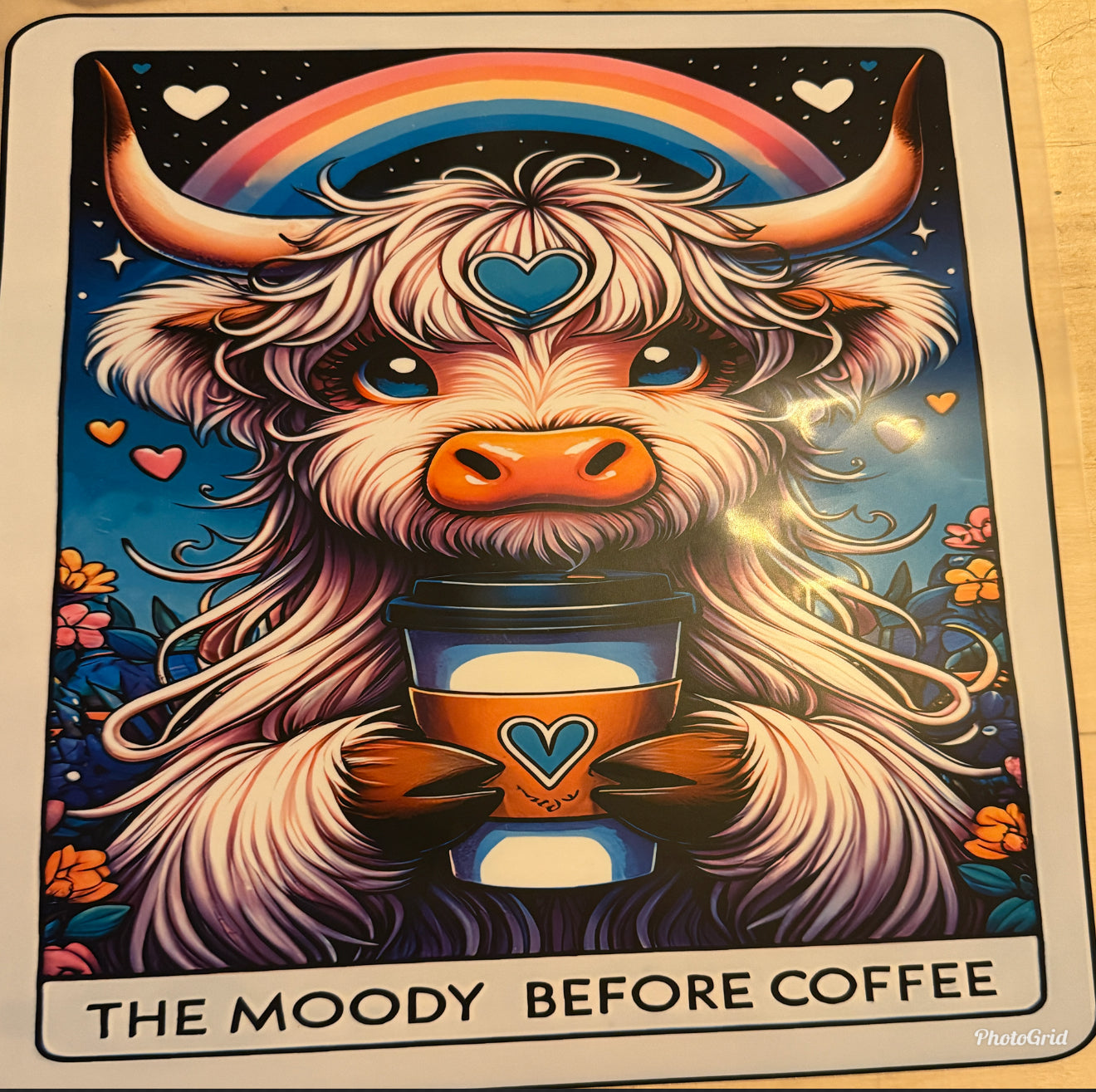Moody cow DTF print