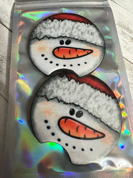 Snowman face coasters