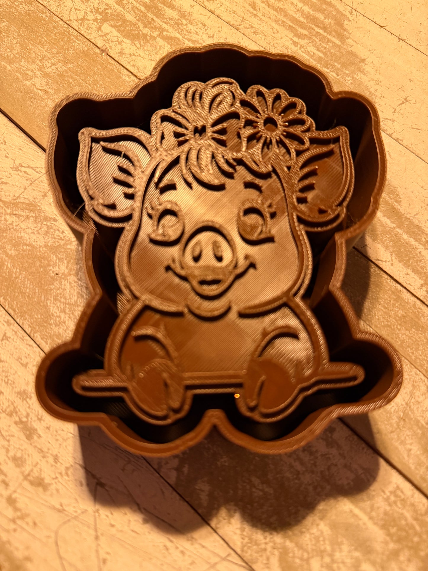 Pig with flower on head mold
