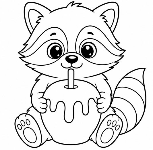 Raccoon with apple mold
