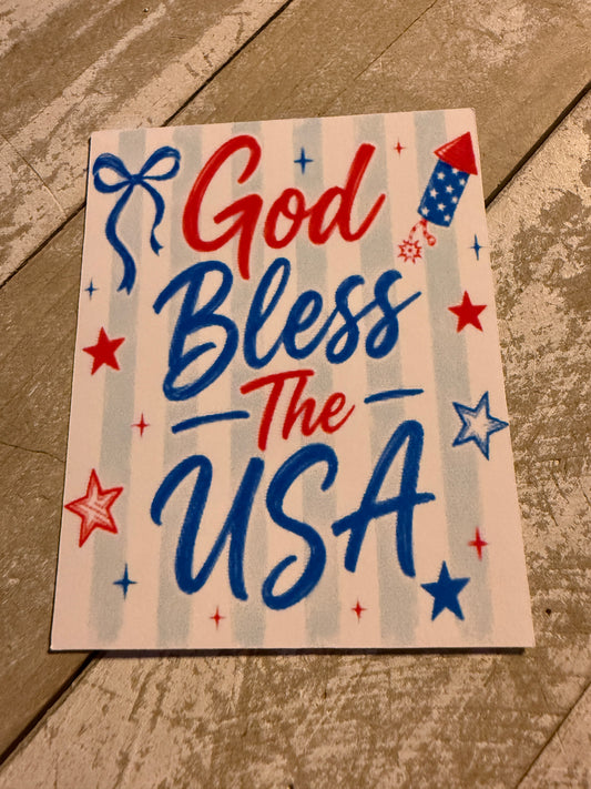 God bless the USA rectangle cardstock