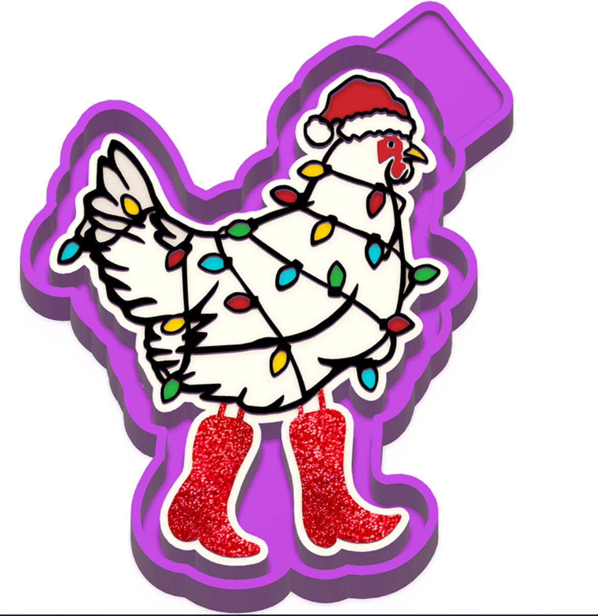 Chicken with boots and lights freshie mold