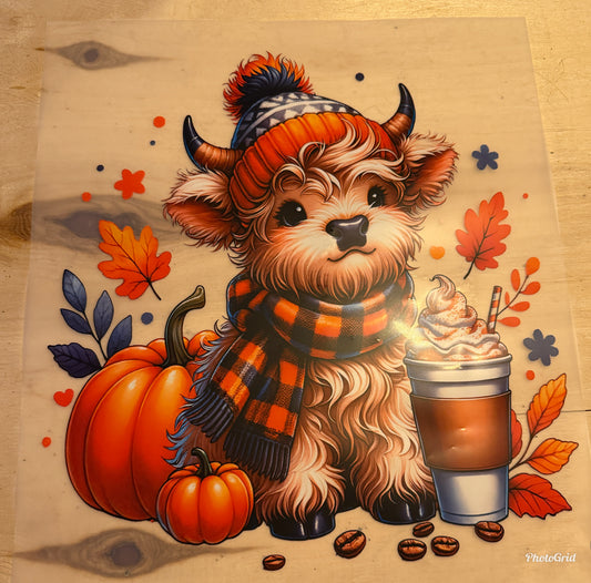 Fall pumpkin cow DTF print