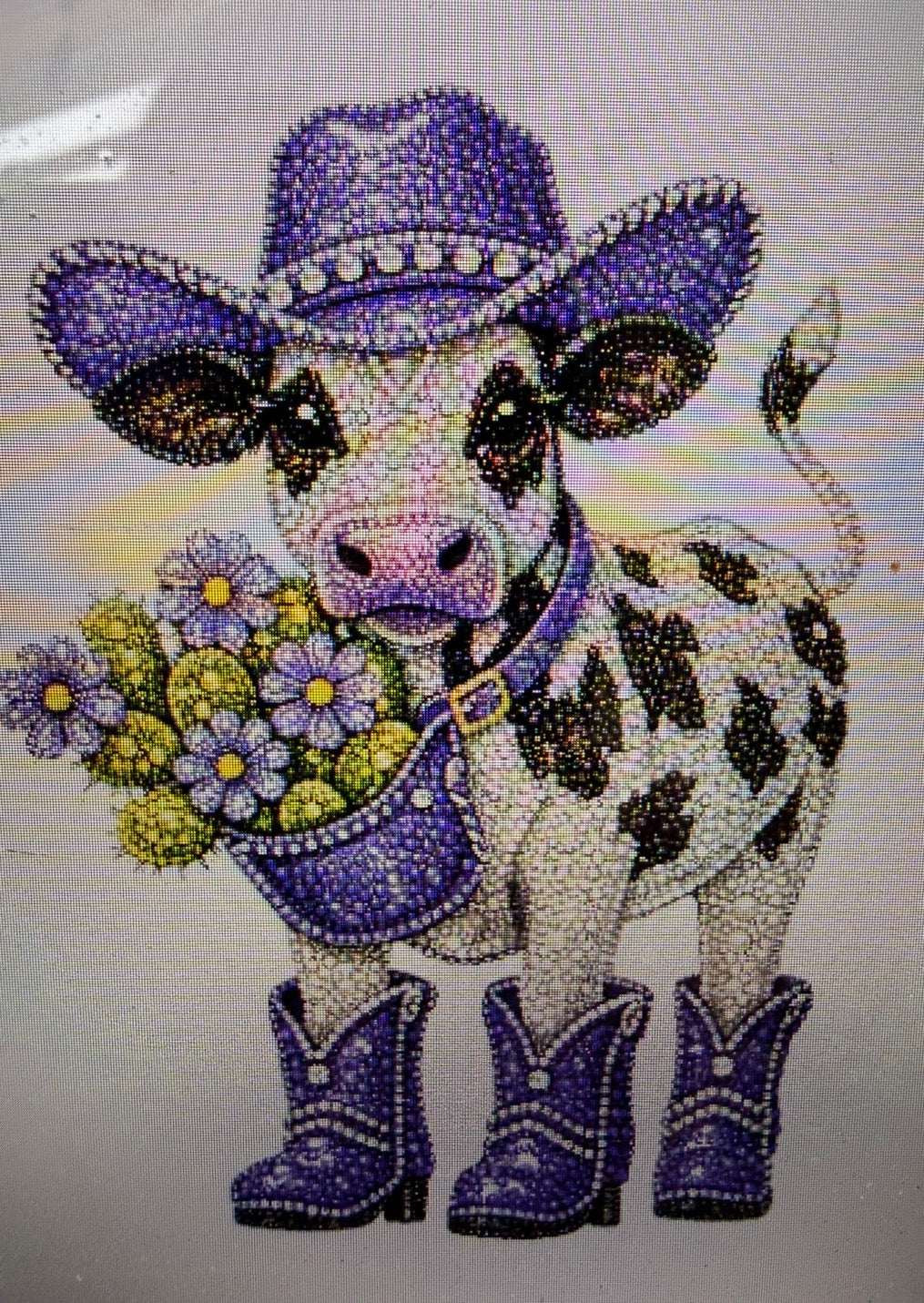 Cow with flower bucket on neck cardstock mold