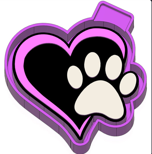 Heart Paw print freshie mold