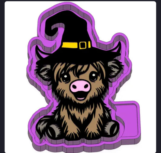 Cow with witches hat freshie mold
