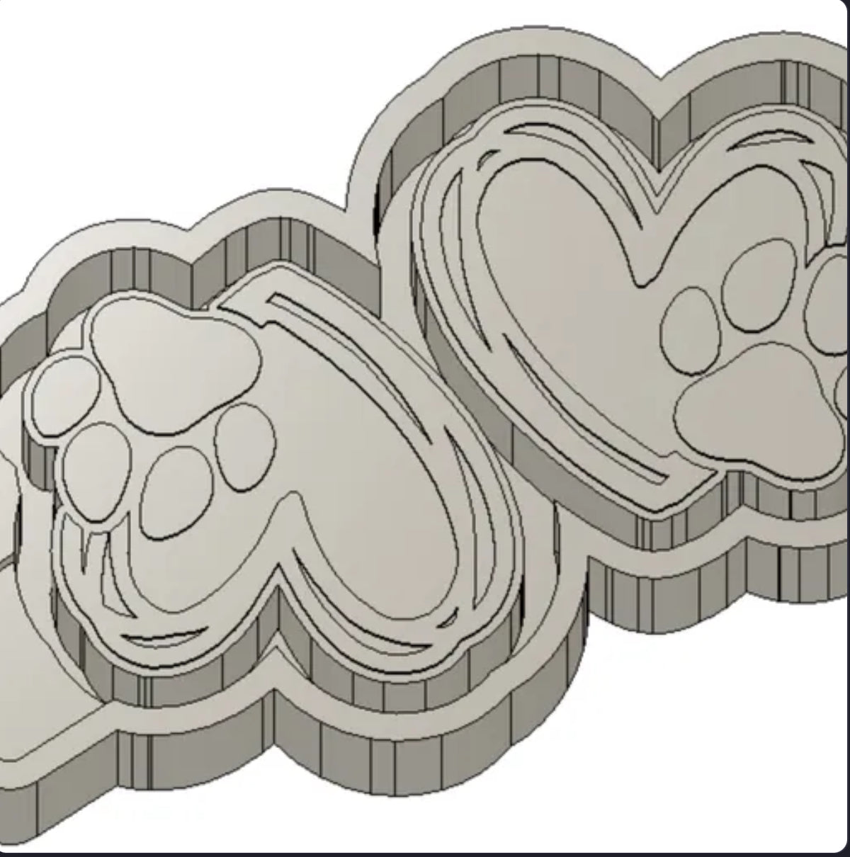 Heart with pawprints vent clip freshie mold