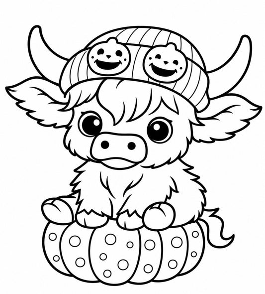 Cow sitting on pumpkin mold